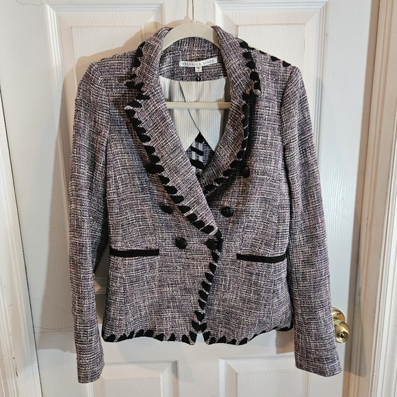Veronica Beard Jackets & Blazers - Veronica Beard Octavia Tweed Ribbon Edge Dickey Jacket Purple Black &Blazer Sz 4
